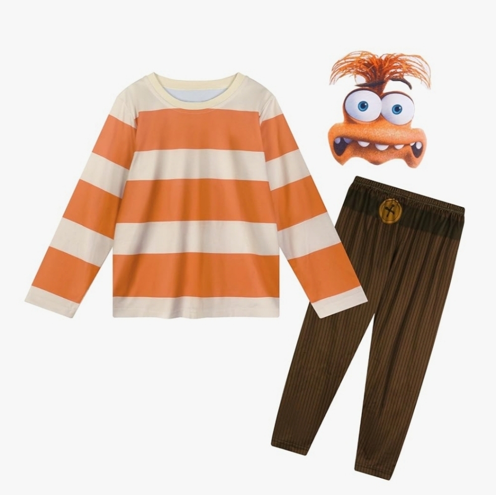 Kids' Anxiety Costume T Shirt Pants Set with Mask Inside Out Movie New Size: 150
